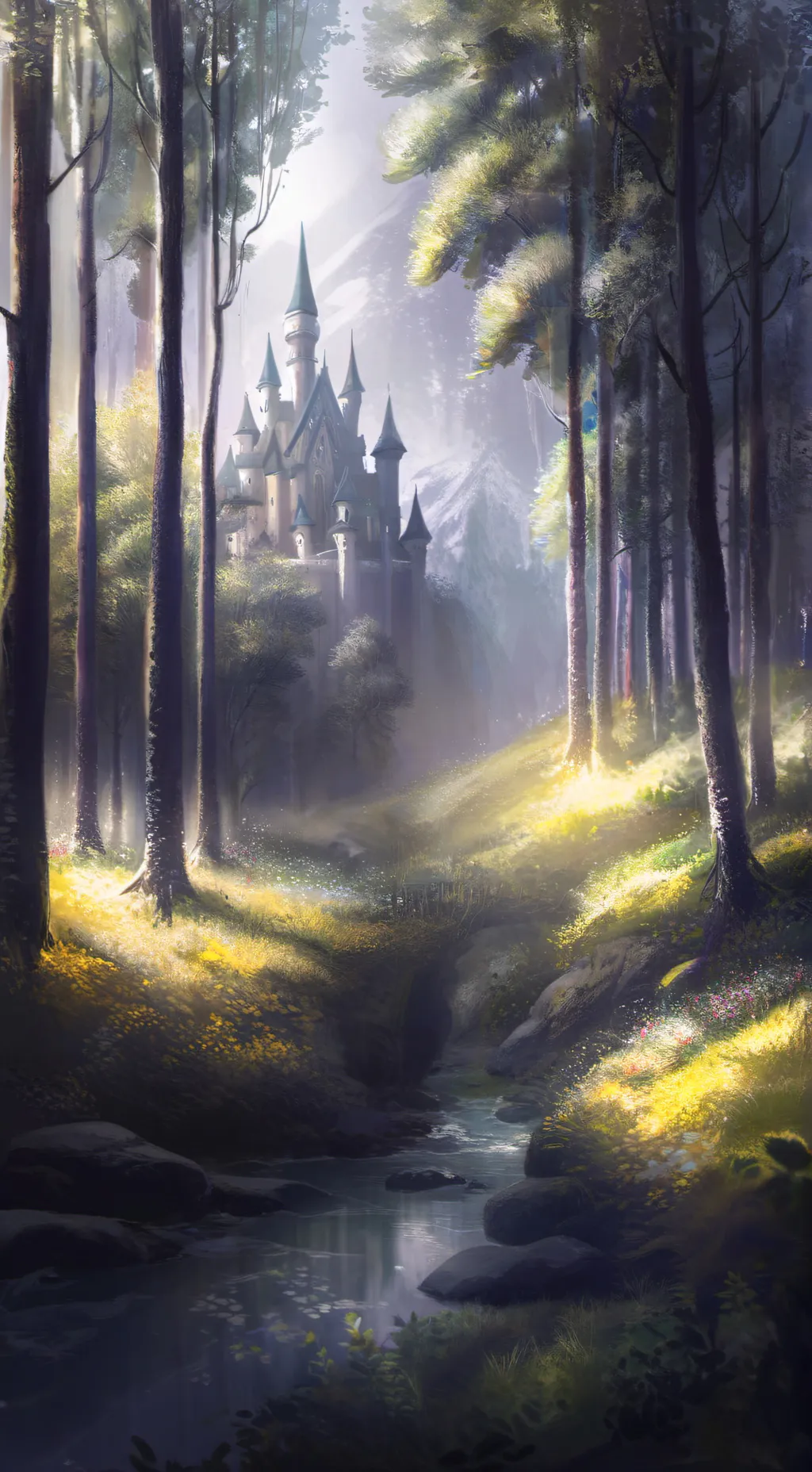 ai character: The magical forest background