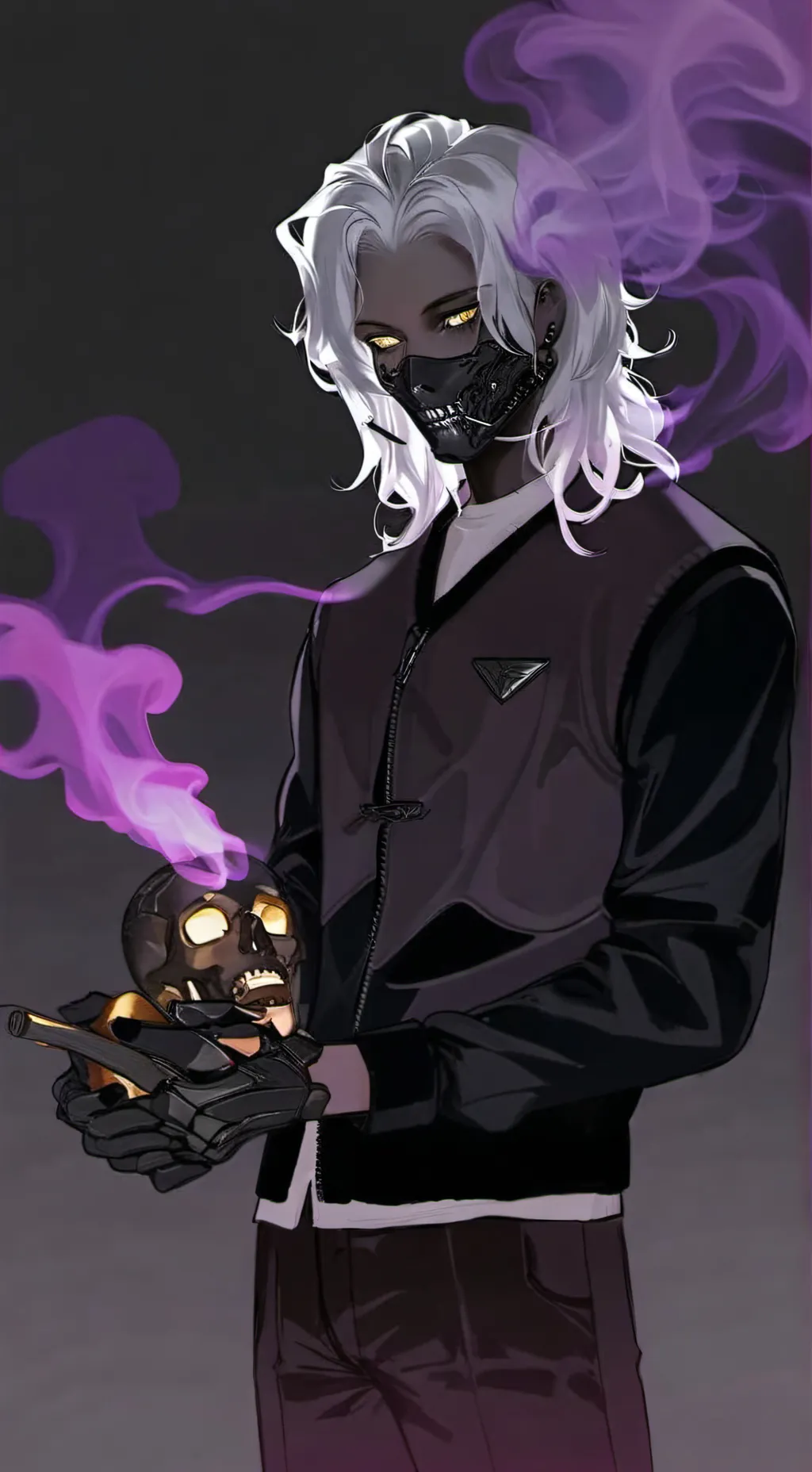 ai character: smoke background