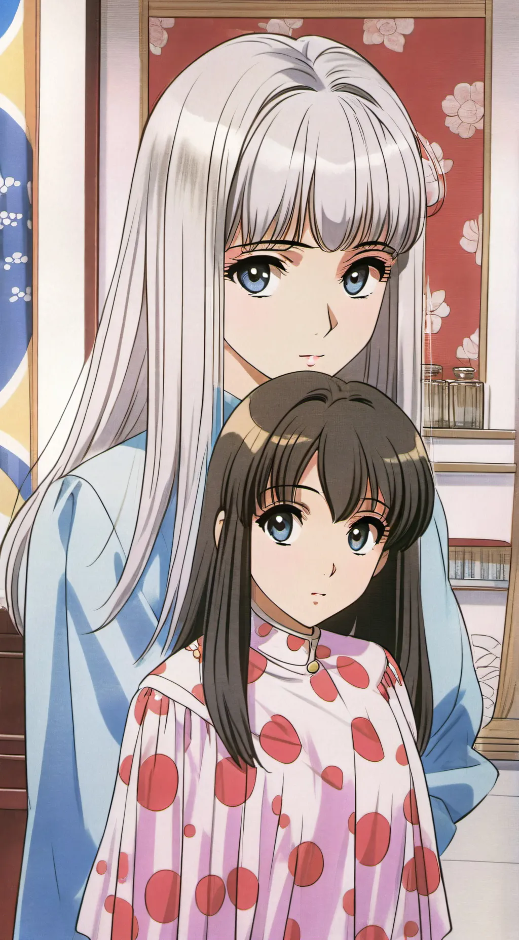 ai character: sandra y Aurora background