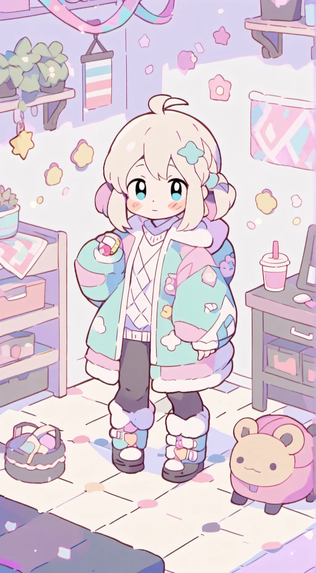 ai character: grass girl background