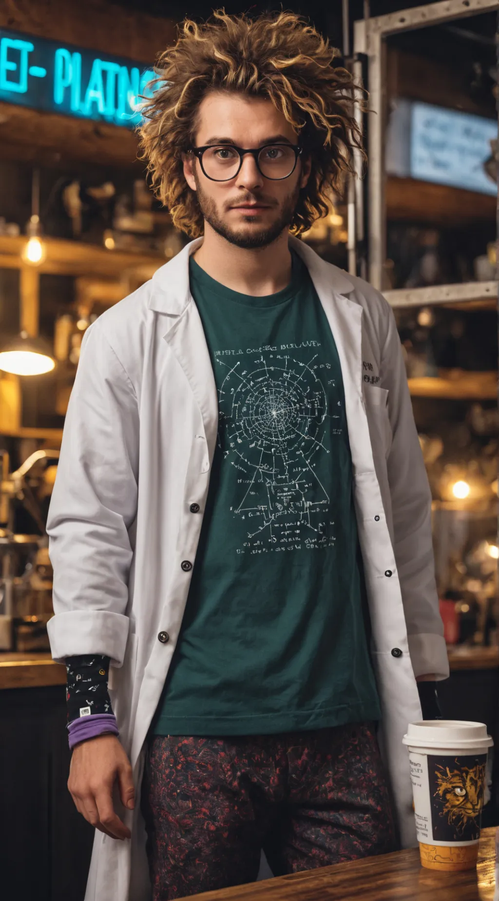 ai character: The Quantum Latte Theorist background