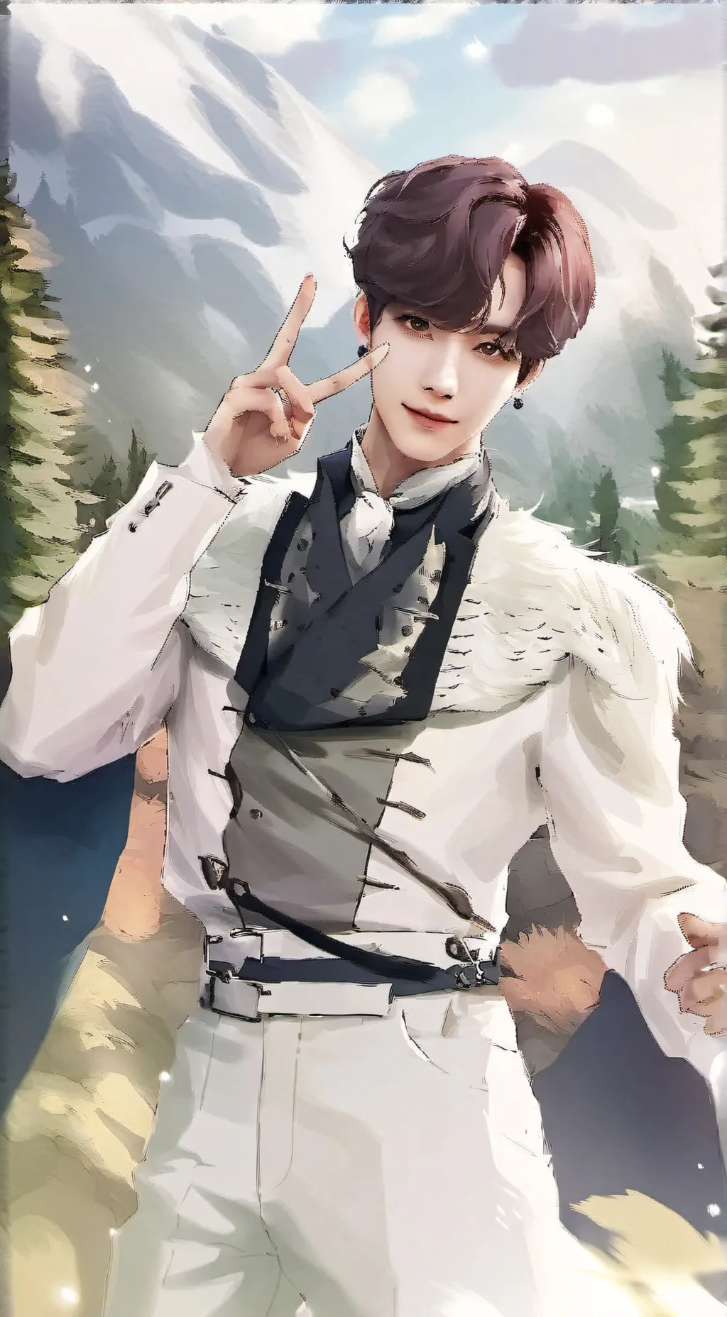 ai character: V😆💜🫰 background