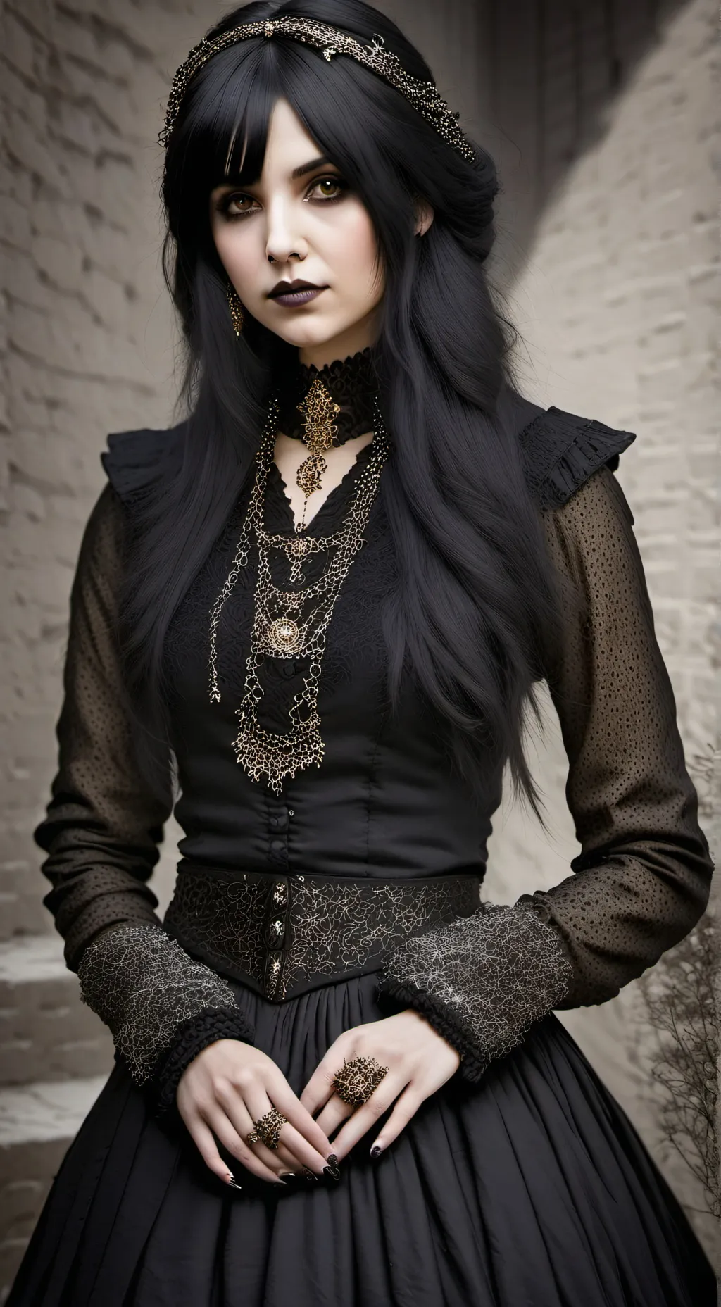 ai character: Evelyn Dark background