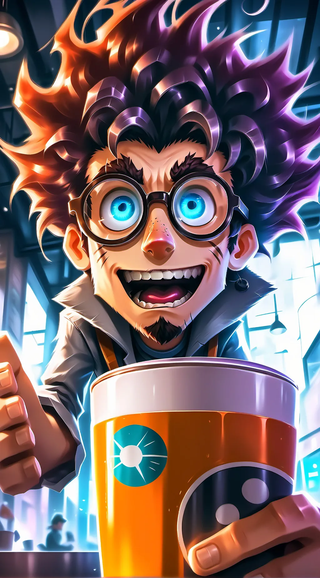 ai character: The Quantum Latte Theorist background