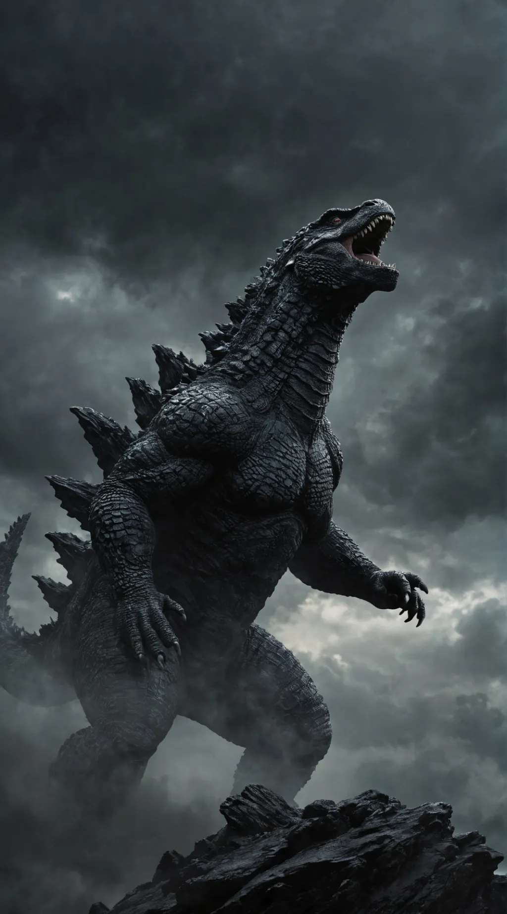 ai character: Godzilla x mothra background