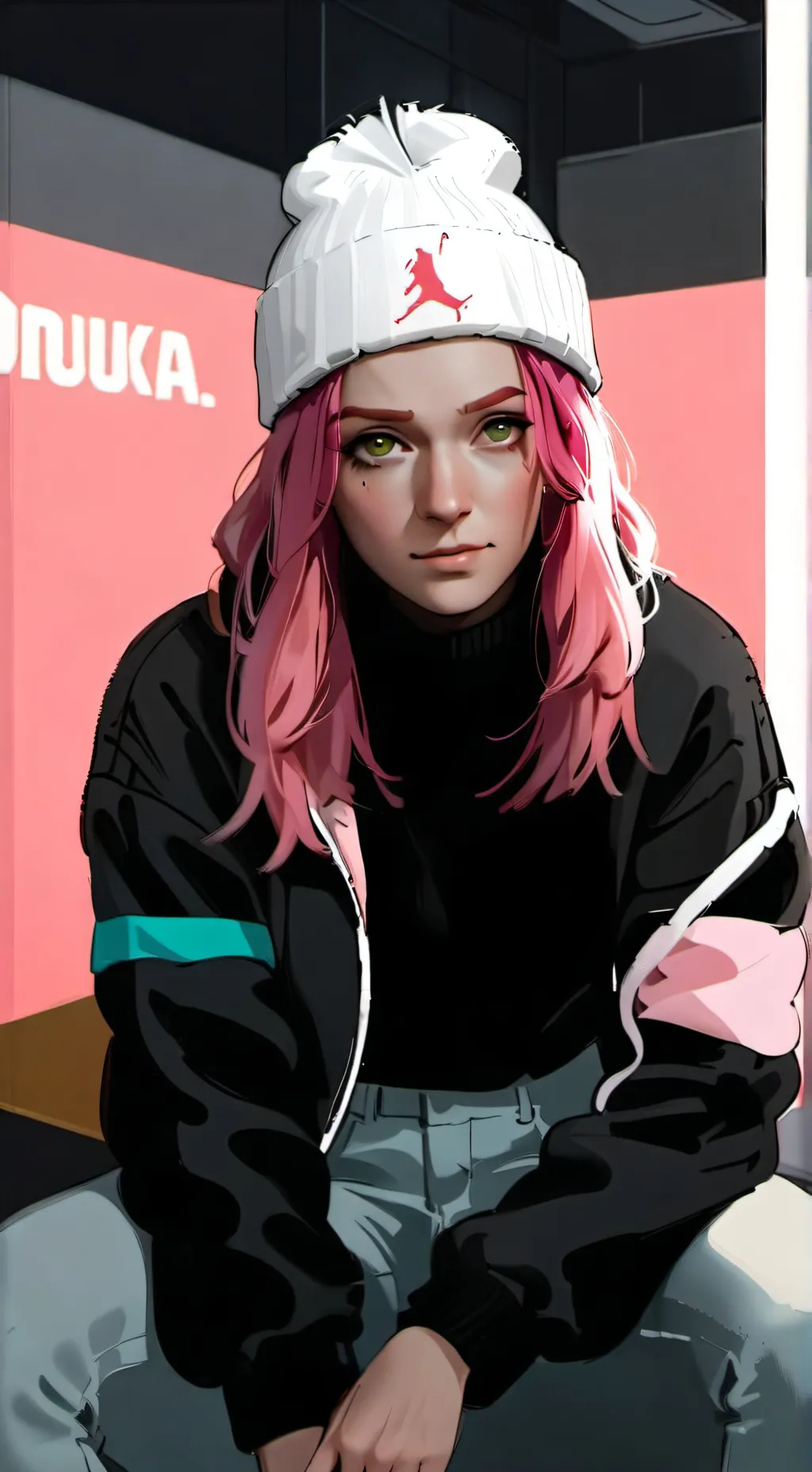 ai character: Speaker woman  background