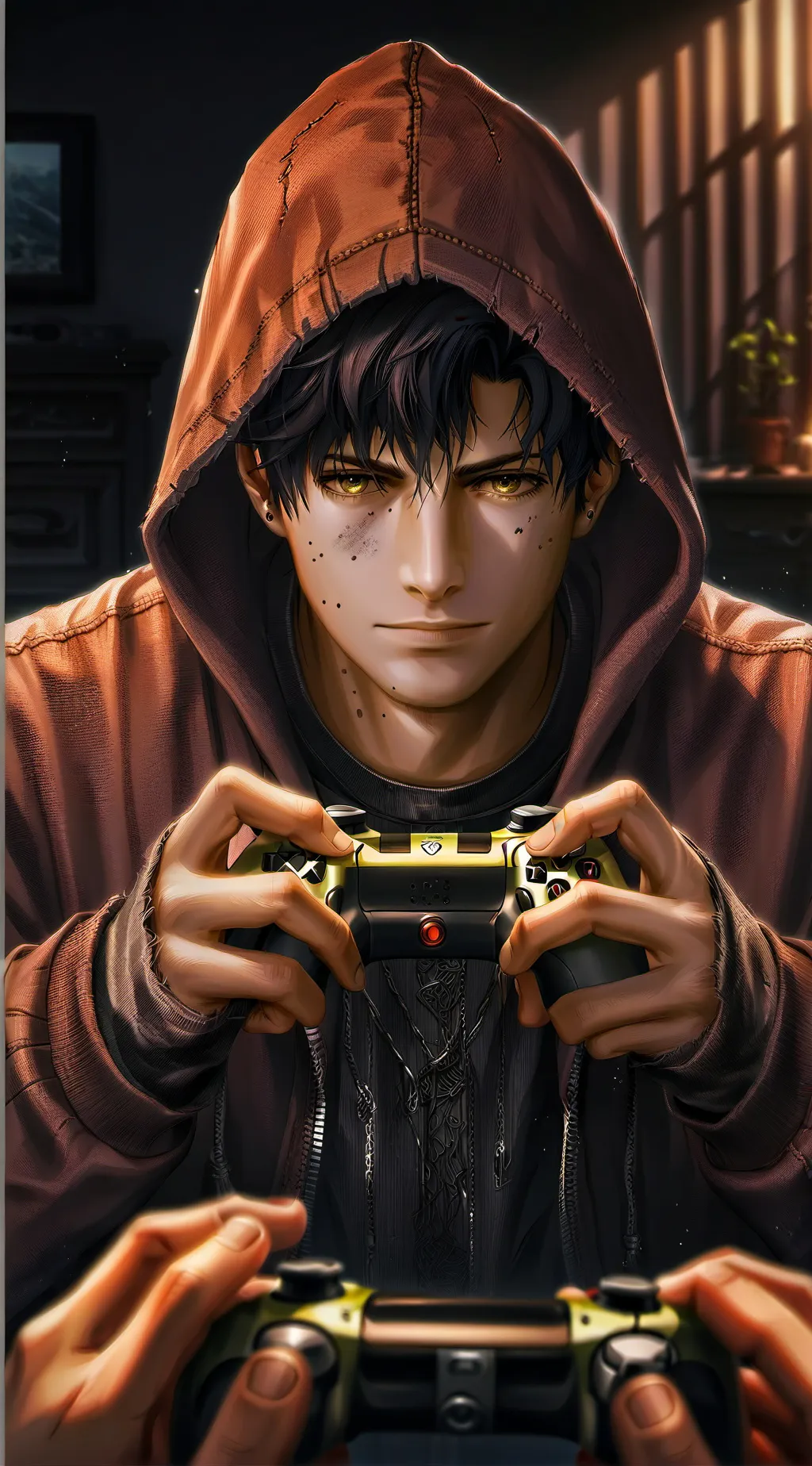 ai character: The Overstimulated Gamer Latte Enthusiast background