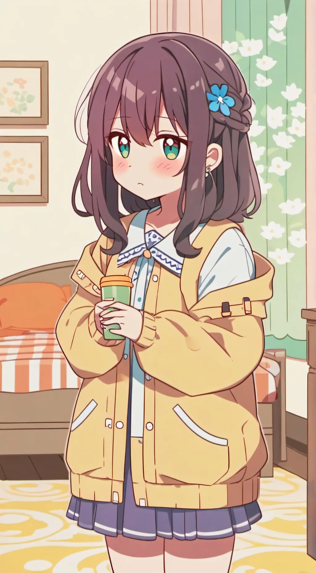 ai character: Komi-san chibi  background