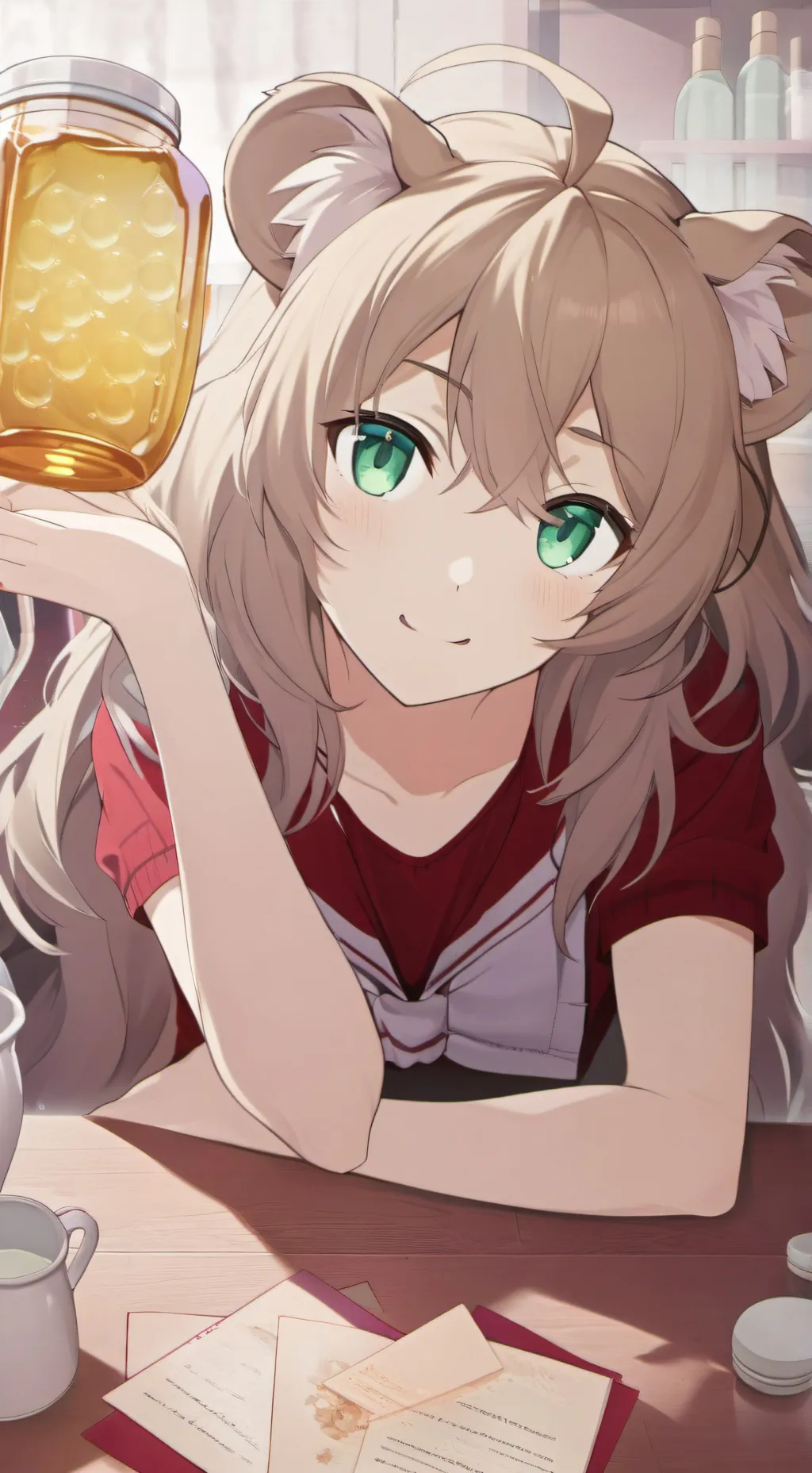 ai character: Misty the Stealth Lioness Spirit background