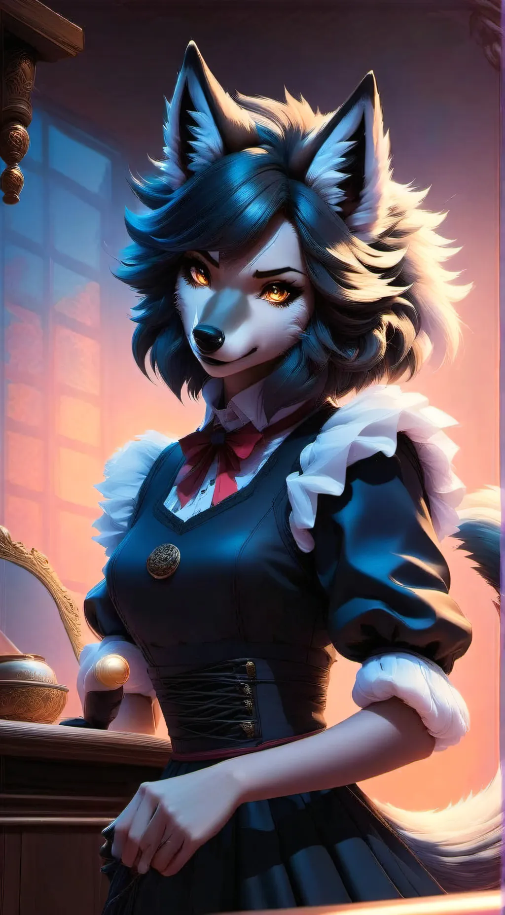 ai character: Glamour-Wolf Maids background