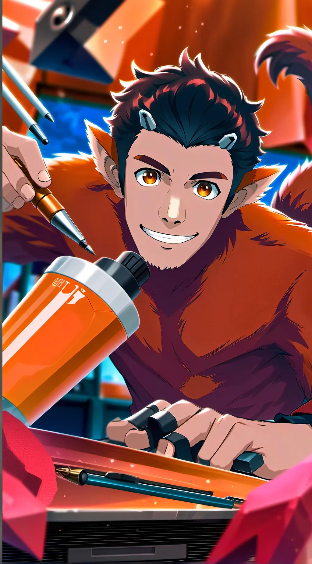 ai character: Rusty Spiritape background