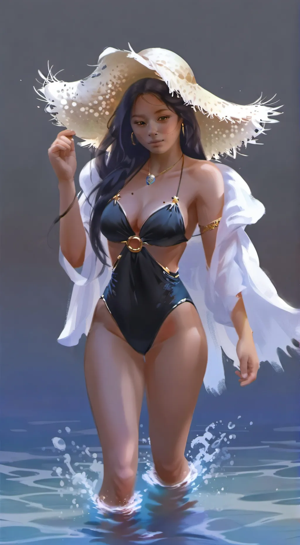 ai character: polo swimsuit girl background