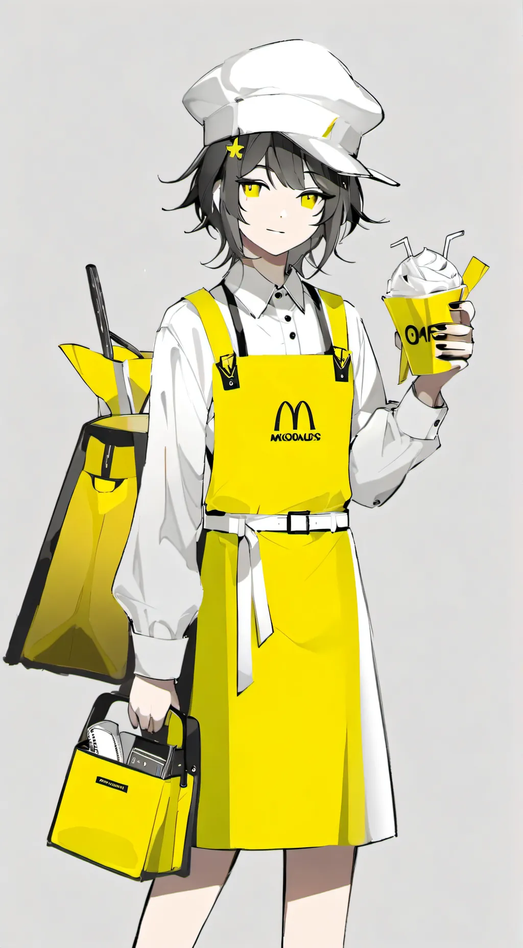 ai character: Gojo at mc donalds background