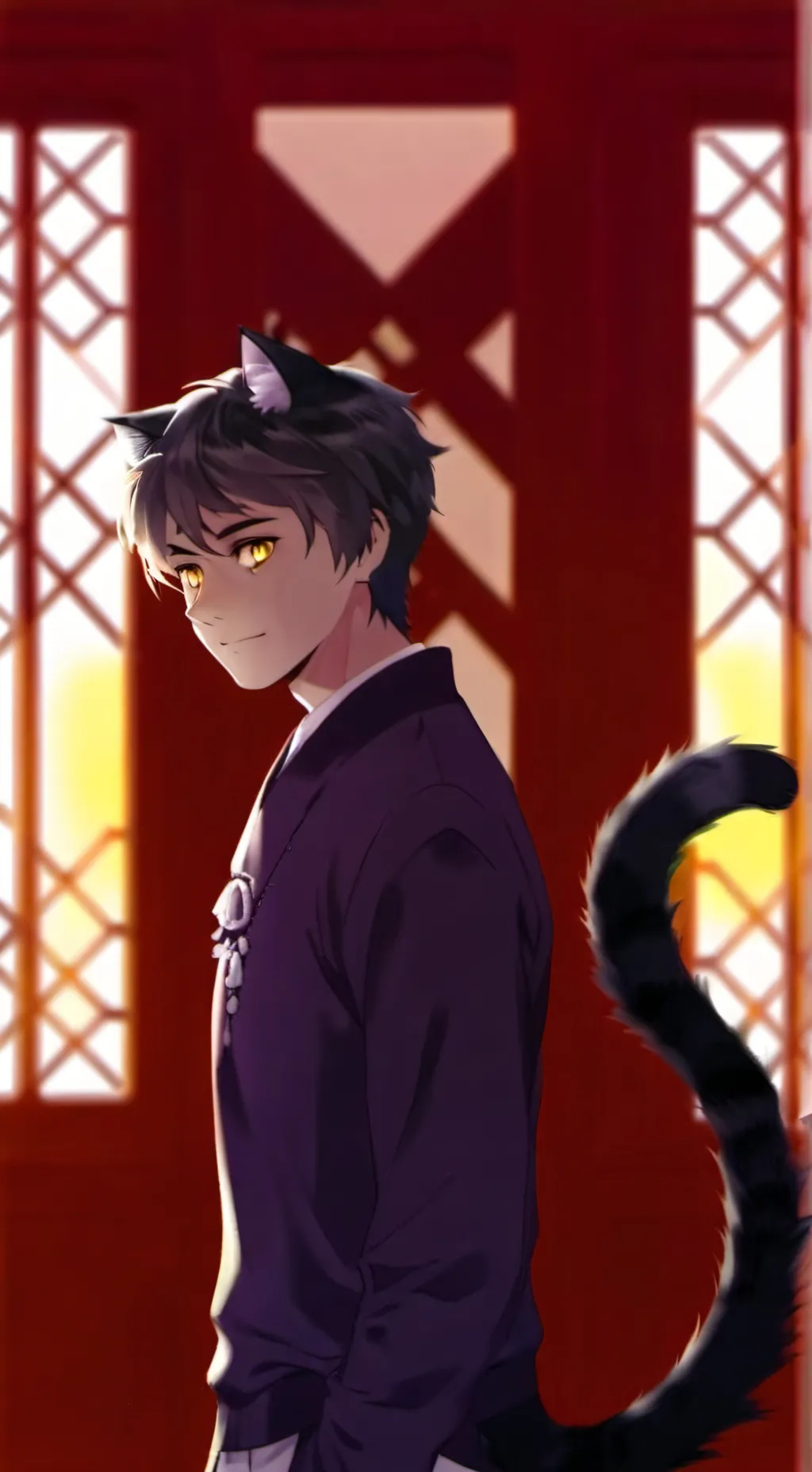 ai character: Tortie Shadow Spirit background