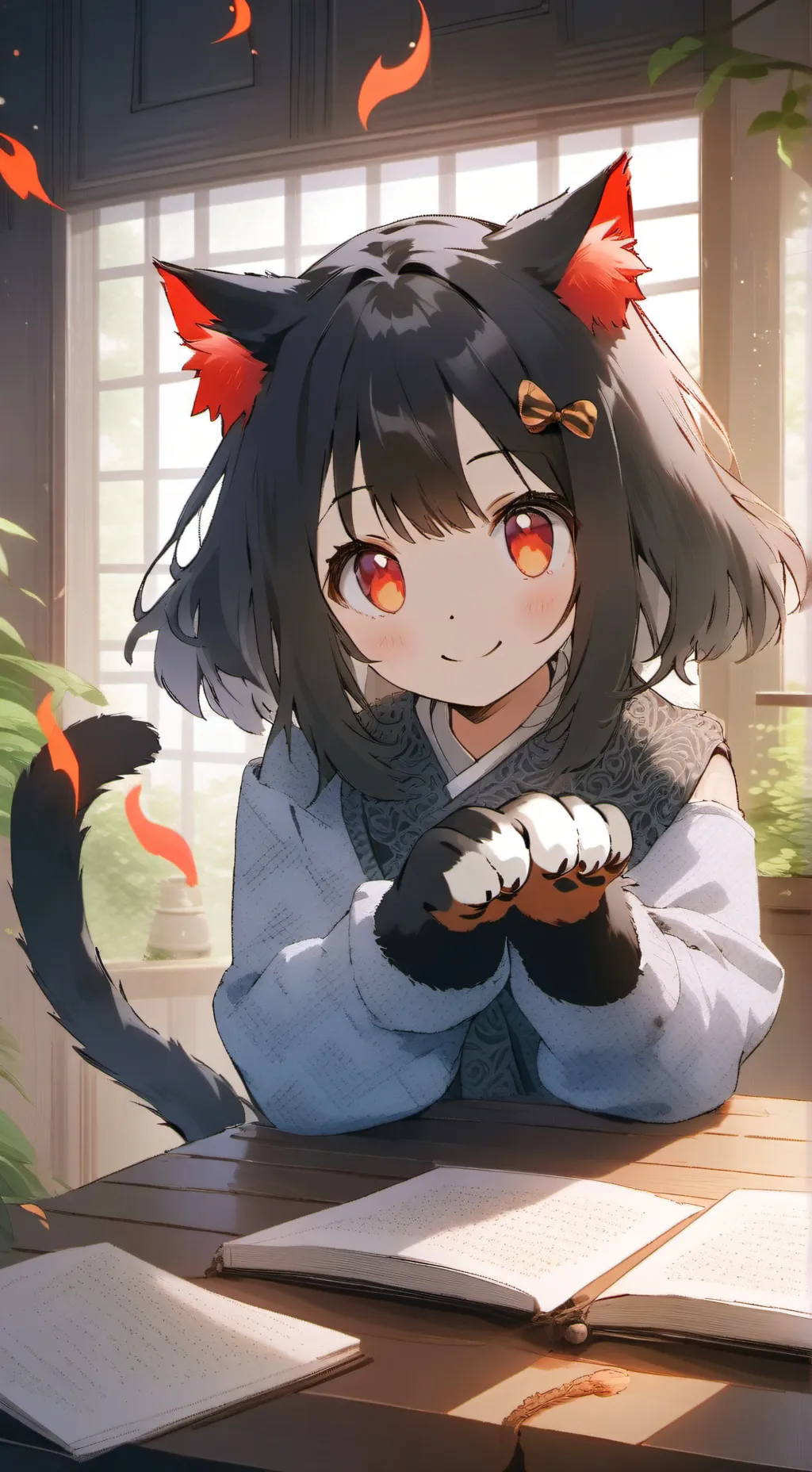 ai character: Flame Paw Spirit background