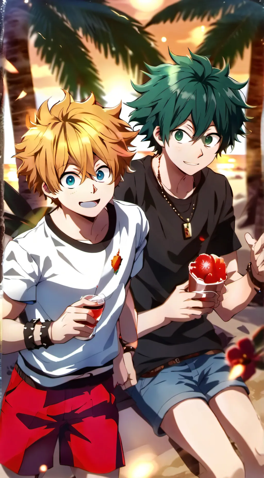 ai character: MHA PAREJAS EN 🏖️ background