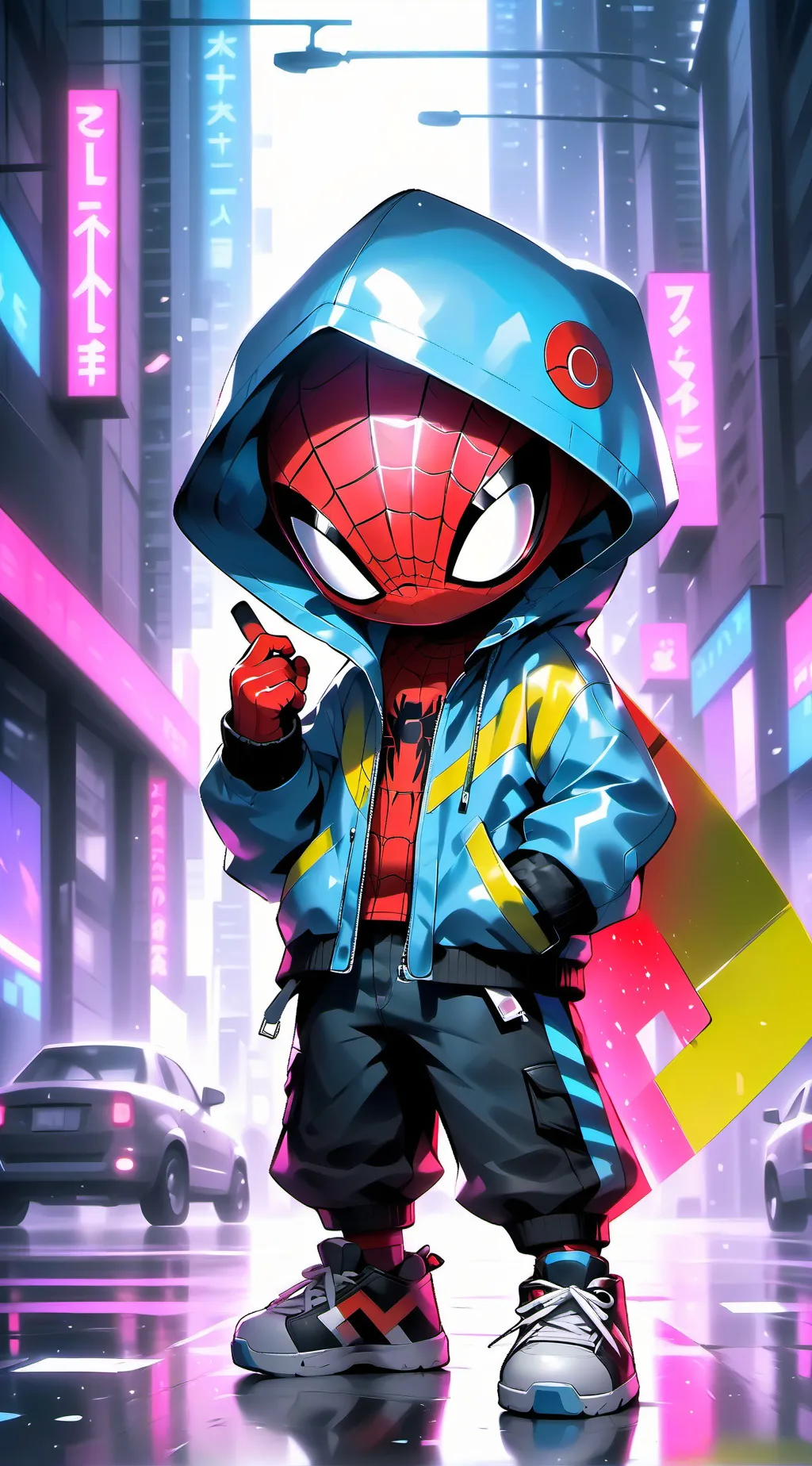 ai character: mundo NEÓN background