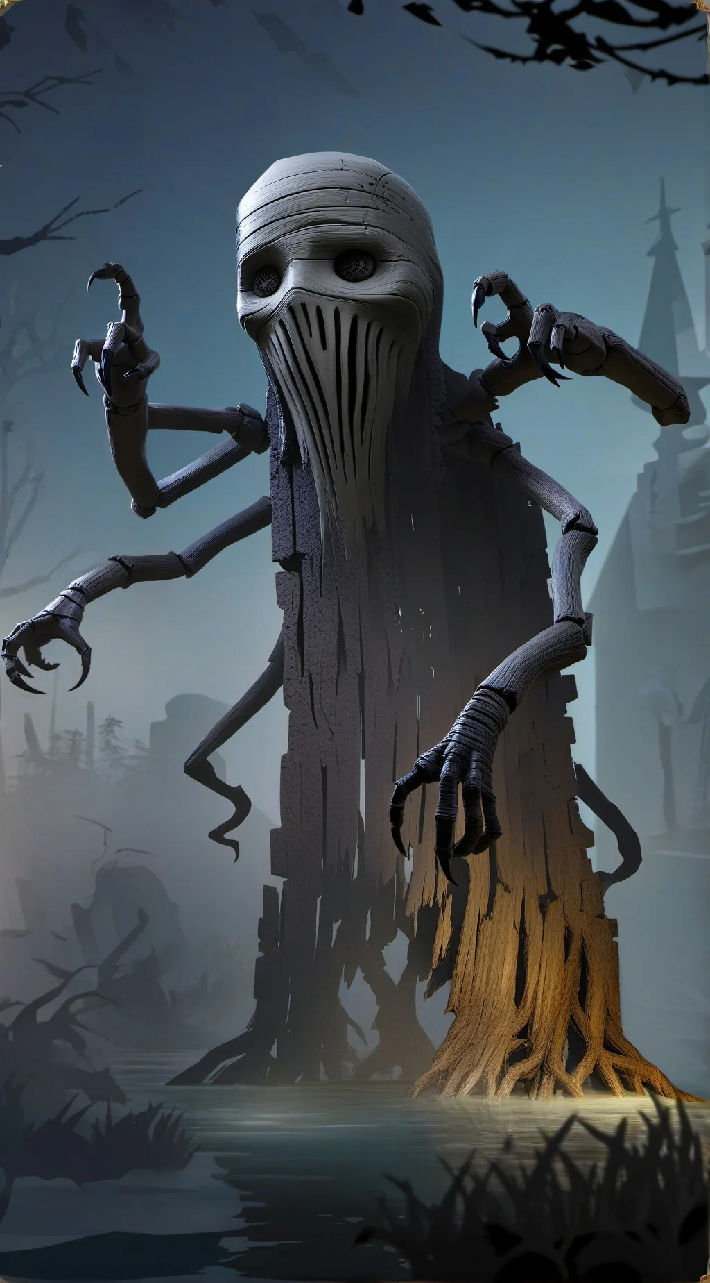 ai character: Wooden Horror background