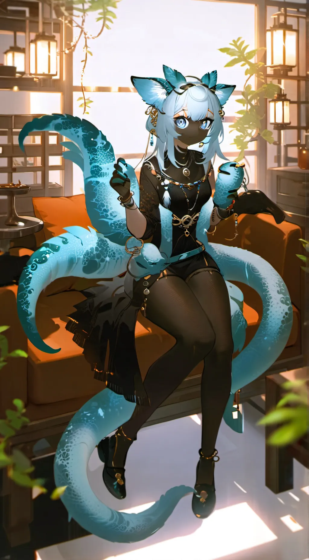 ai character: Misty Chameleon Furry background