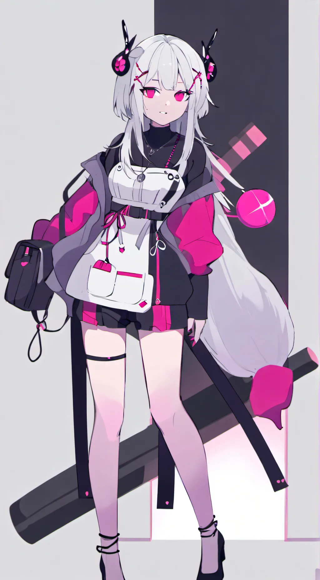 ai character: Pink ball cat background