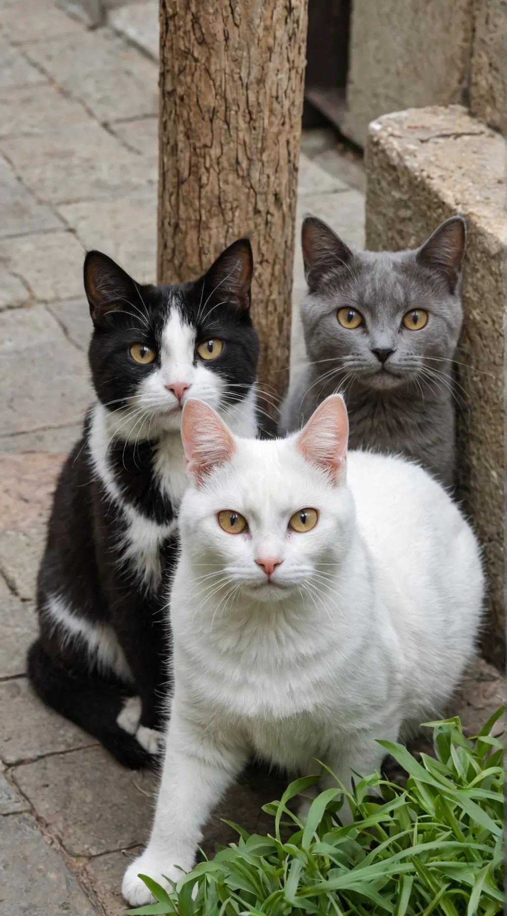 ai character: 3 gatos enfermos background