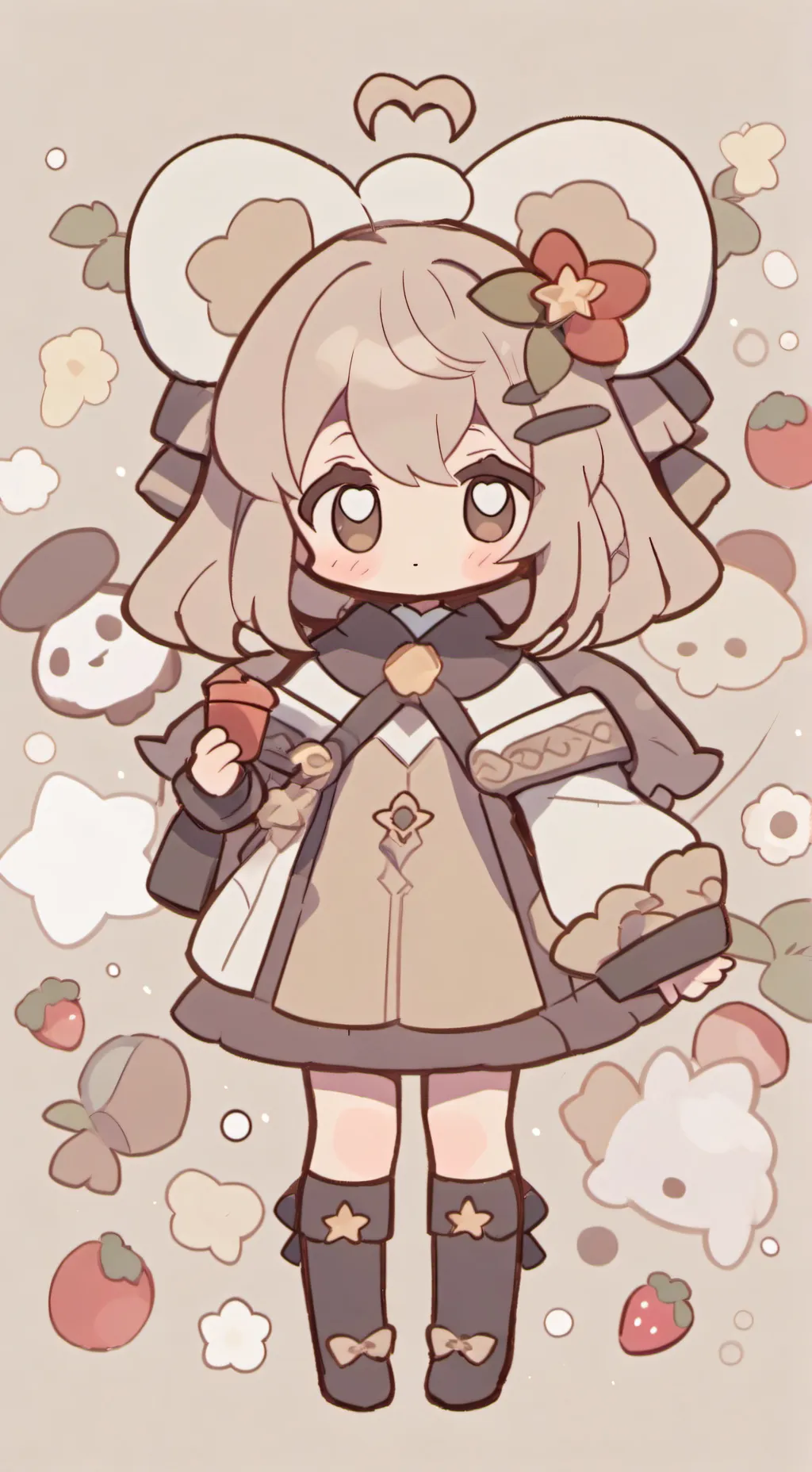 ai character:  burla y Love  background