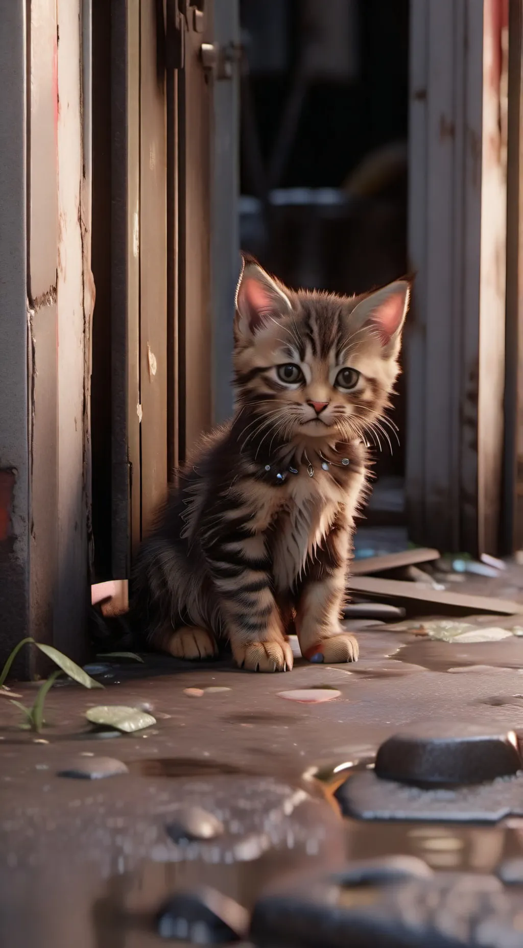 ai character: Woman with kitten background