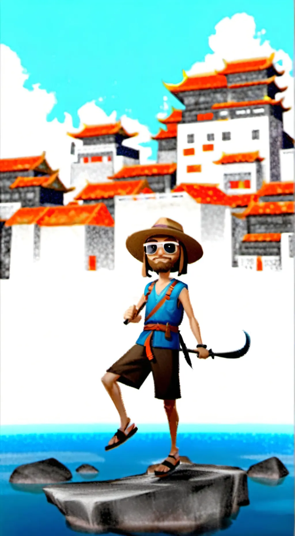 ai character: beach bro background