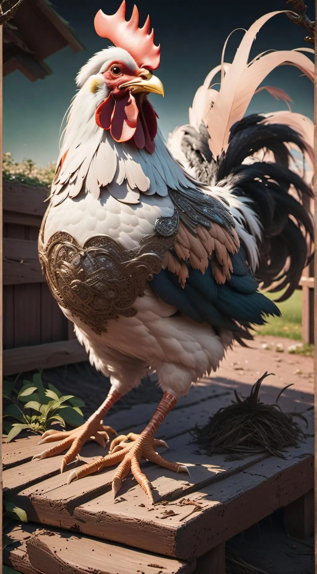 ai character: The Cocky Rooster background