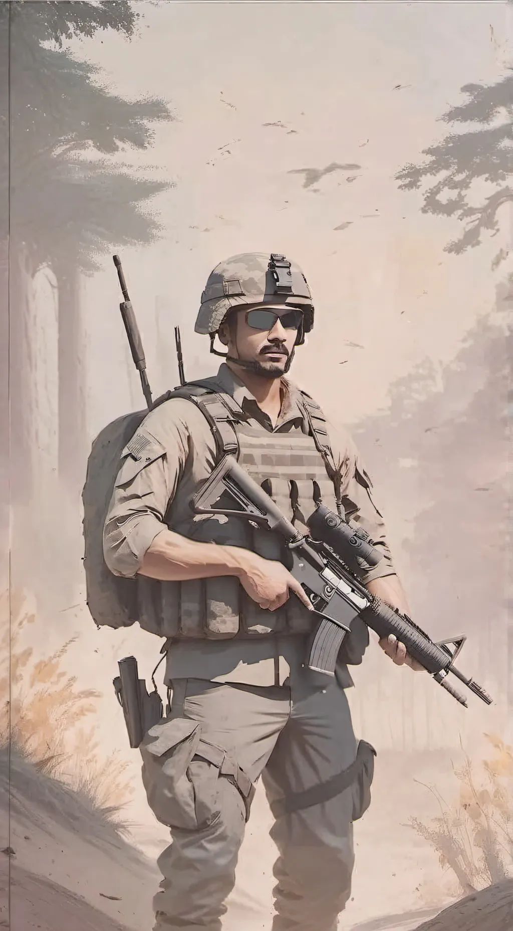 ai character: *Army* Even background