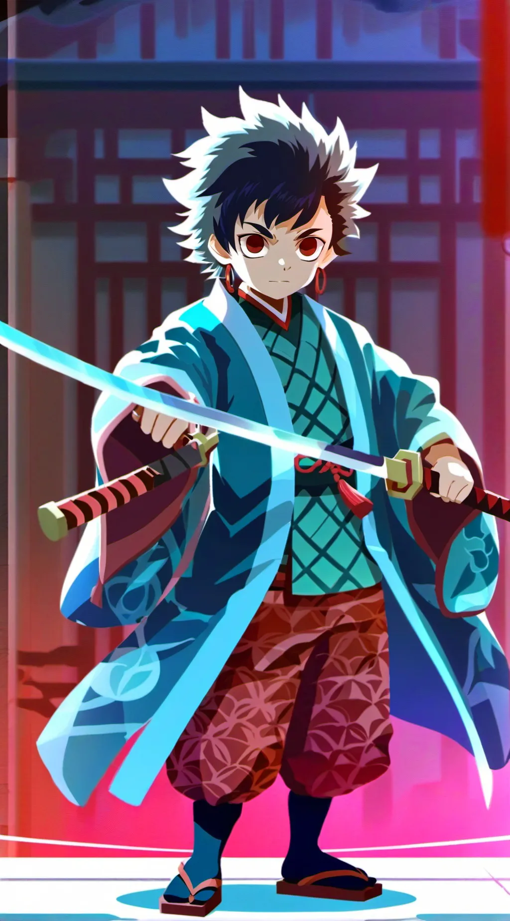 ai character: demon slayer  background