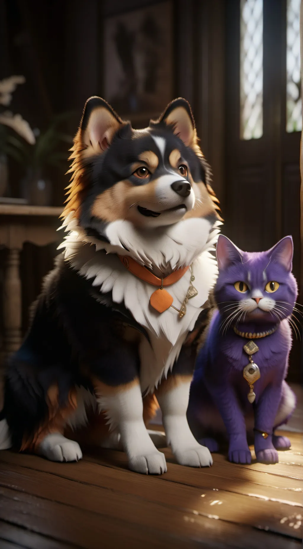 ai character: 🐶🐱 background