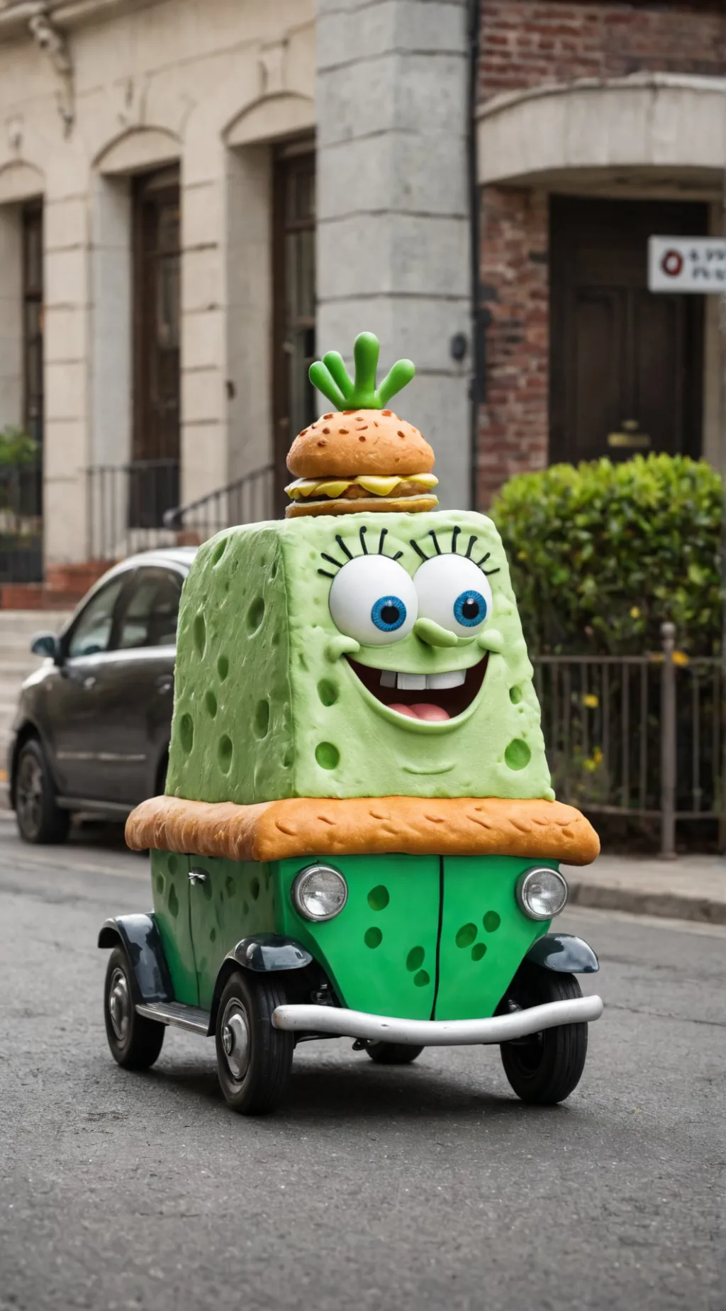 ai character: SPONGEBOB CAR background