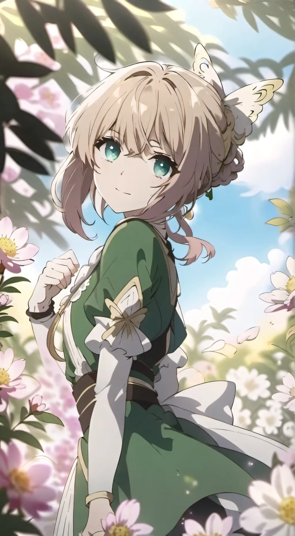 ai character: 1-a beach background