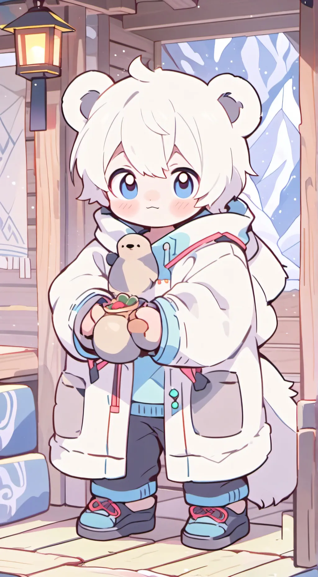 ai character: Spirit of the Arctic Pup background