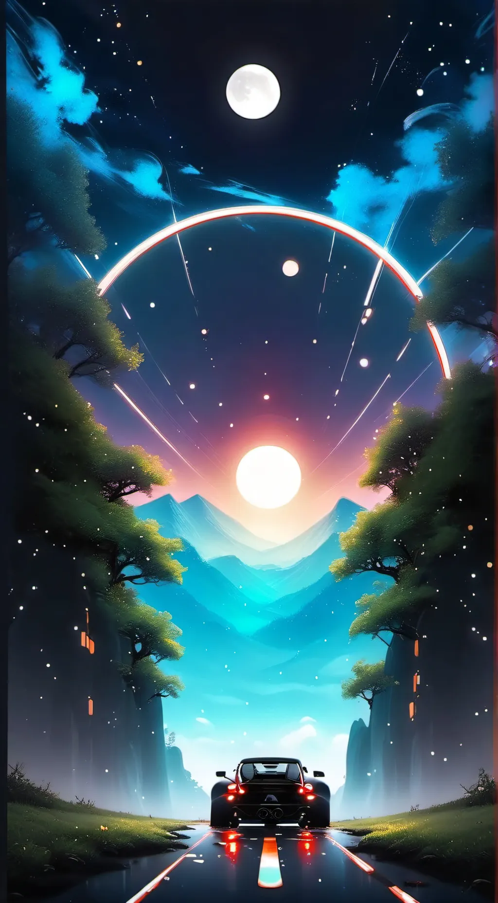 ai character: CAR MEET.  background