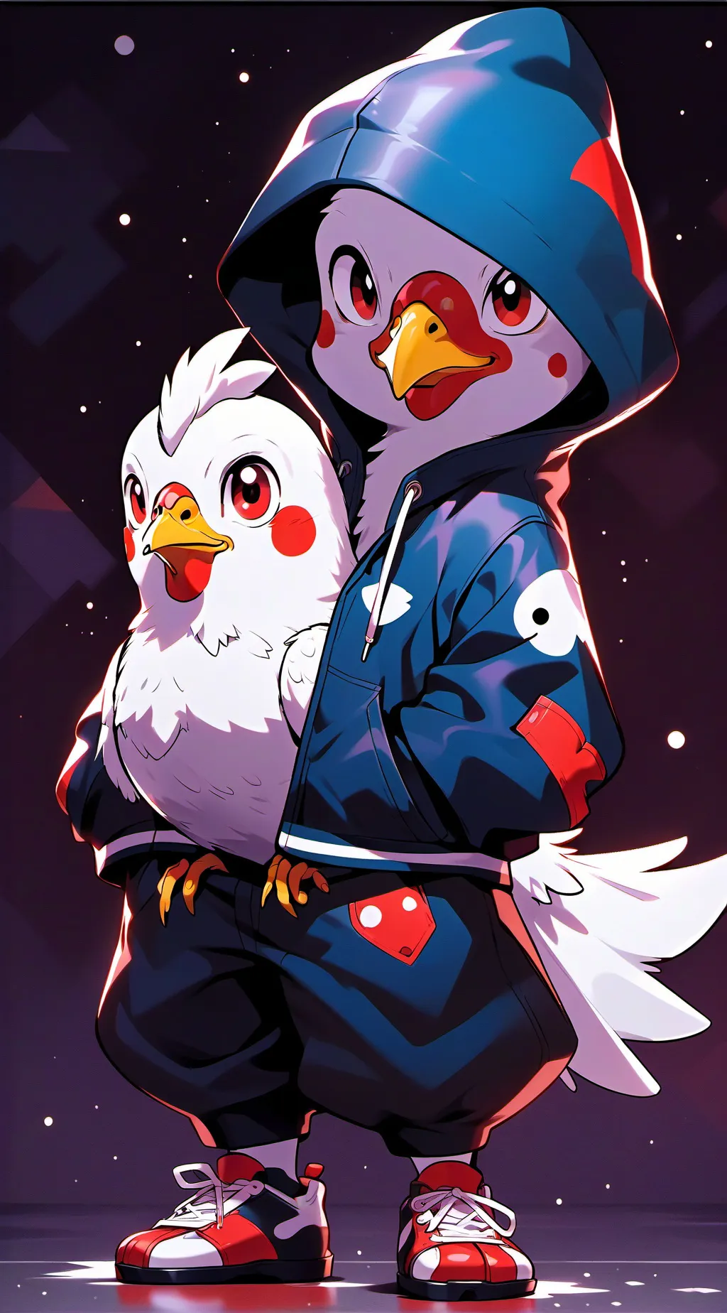 ai character: chicken guy background