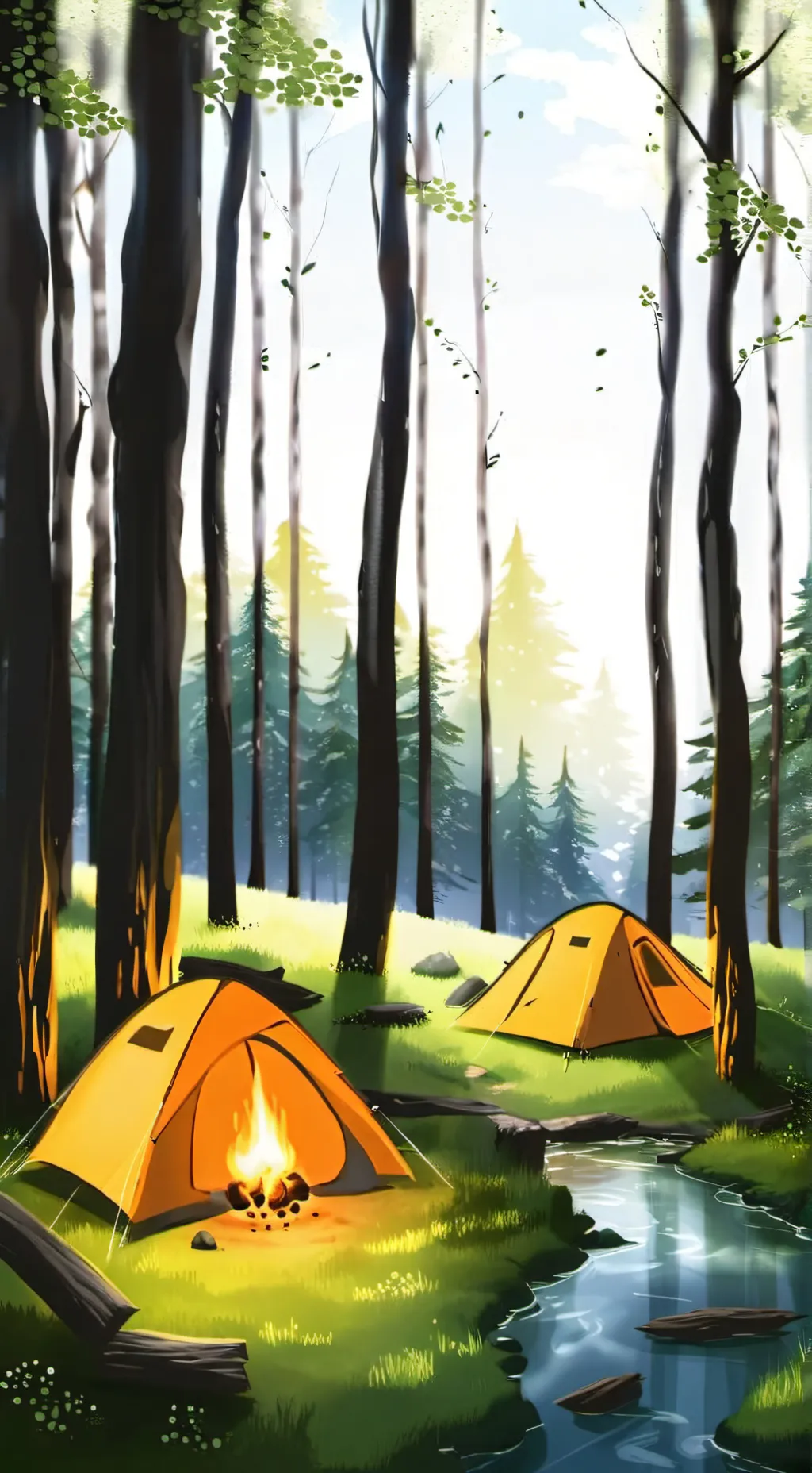 ai character: DW pick me camping background