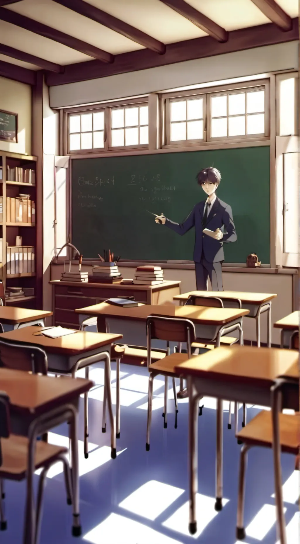 ai character: New student comes background