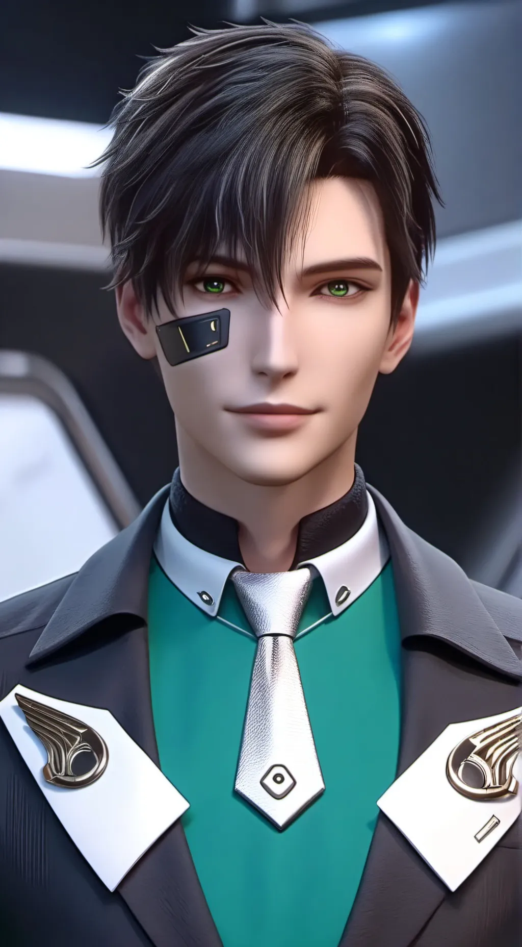 ai character: Emerald background