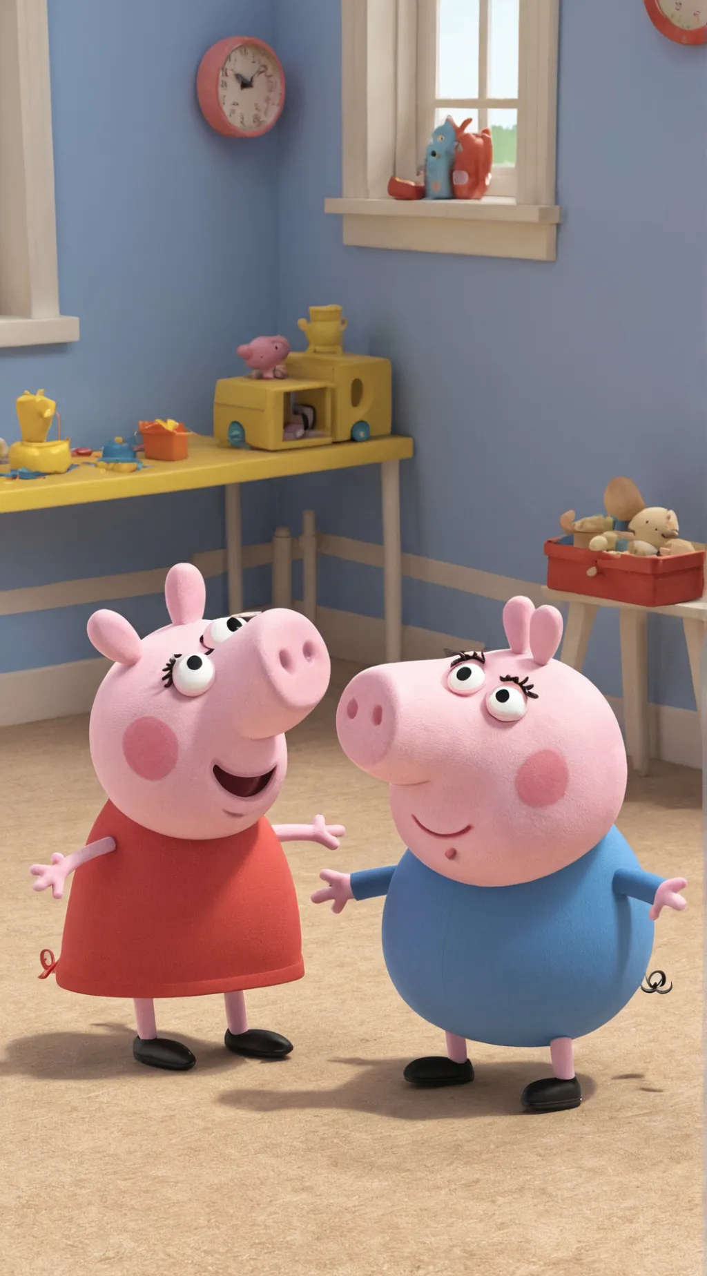 ai character: PEPPA AND GEORGE  background