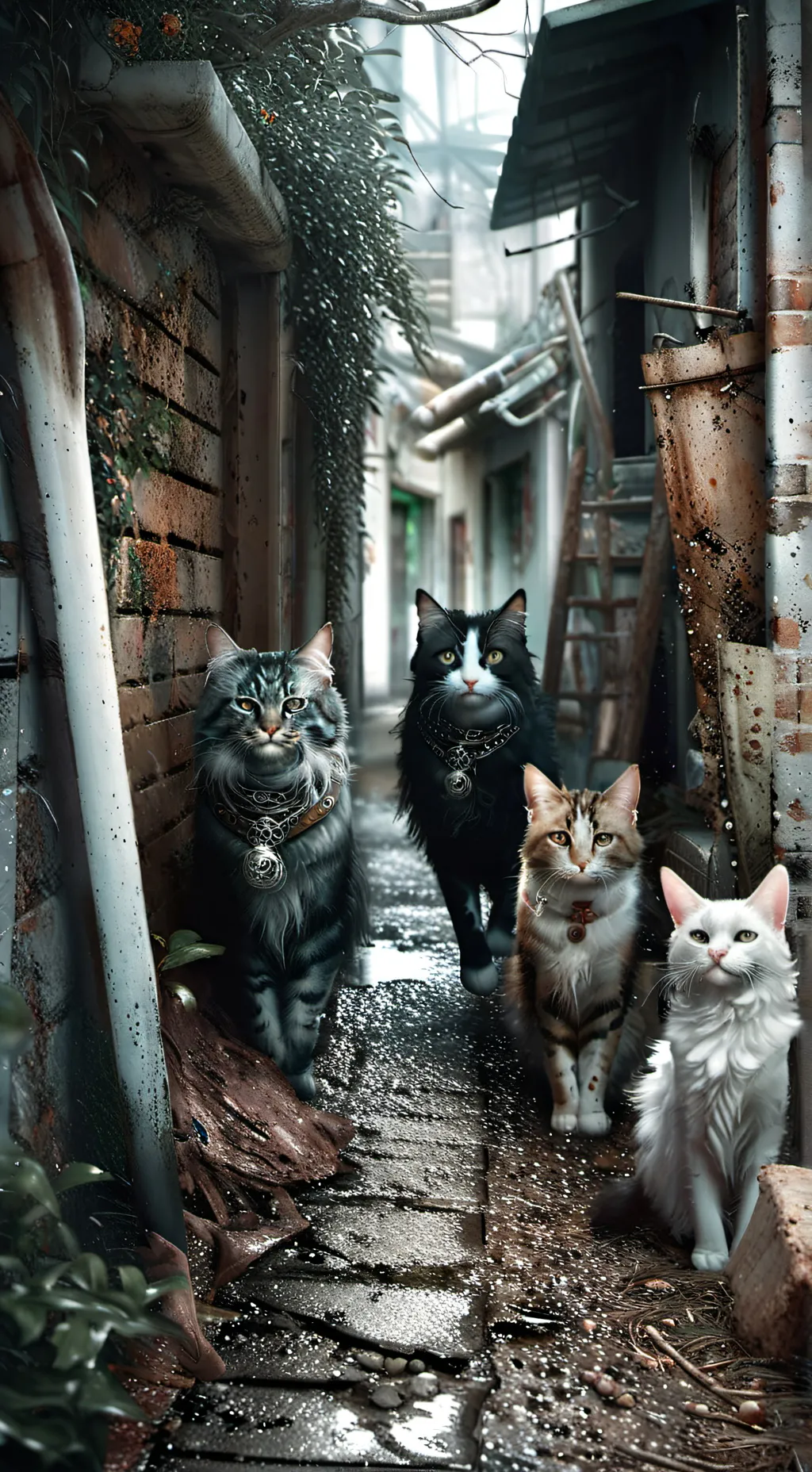 ai character: kittens in da hood background