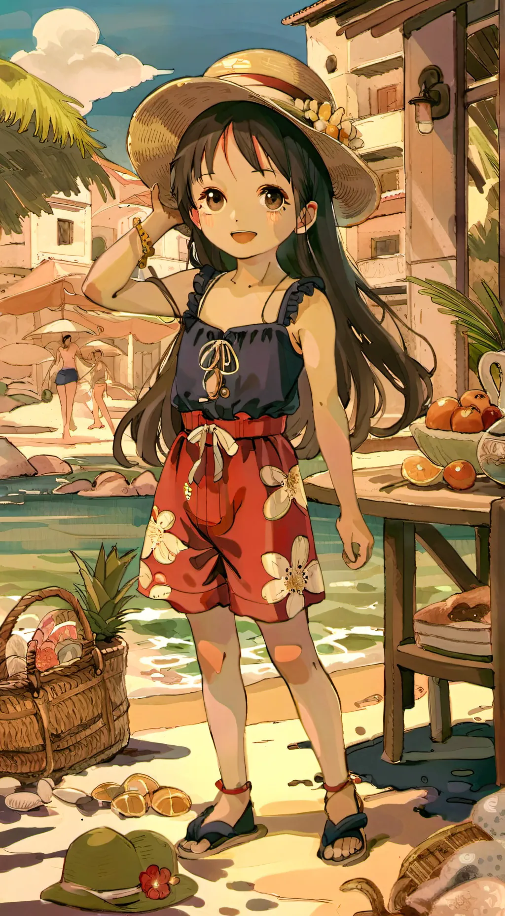 ai character: Polo swimsuit kid background