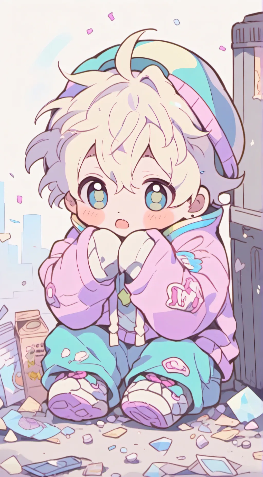 ai character:  malnourished baby background