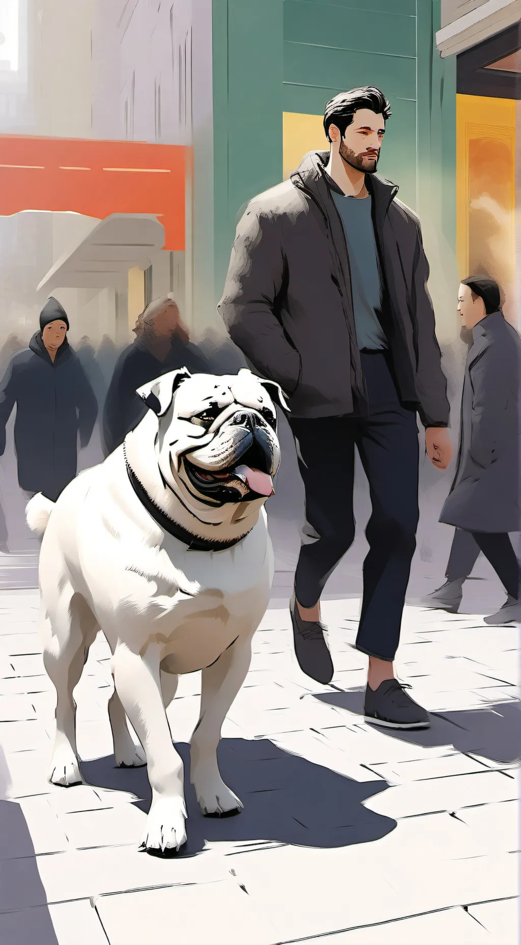 ai character: dog man background