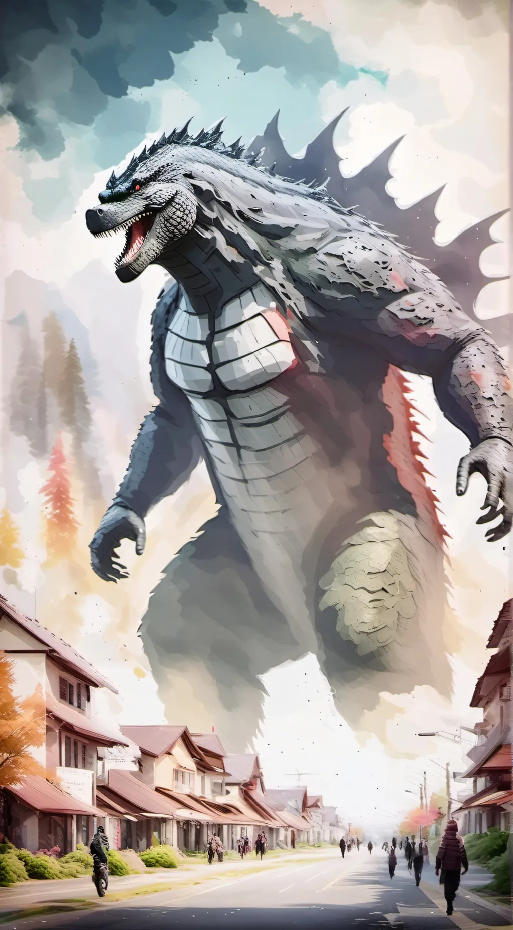 ai character: Godzilla minigame background