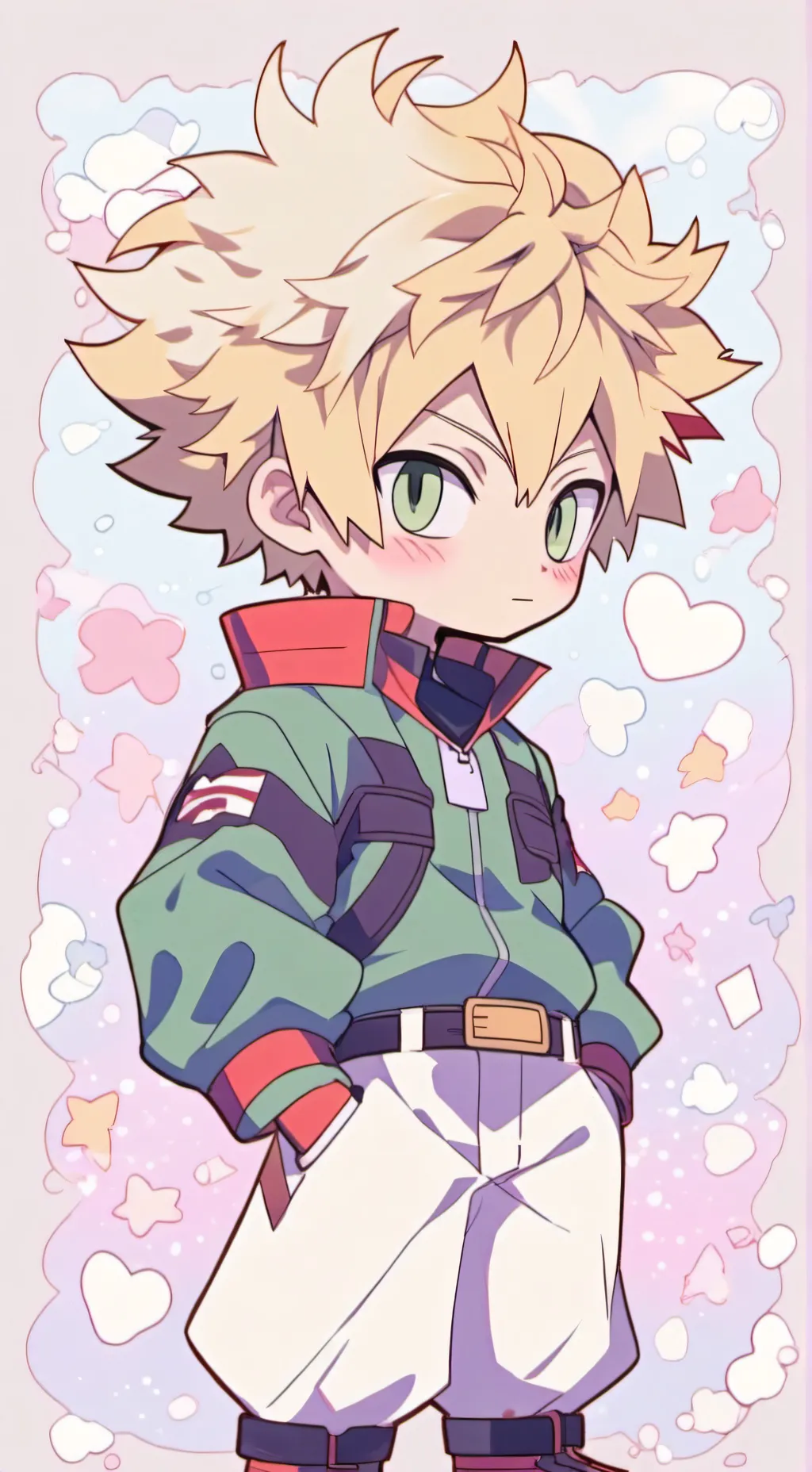 ai character: Katsuki bakugo bal background