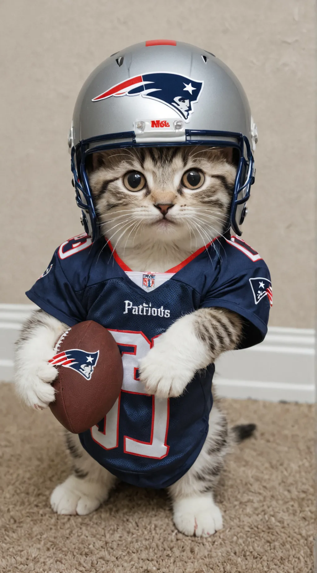 ai character: kitten in NFL background