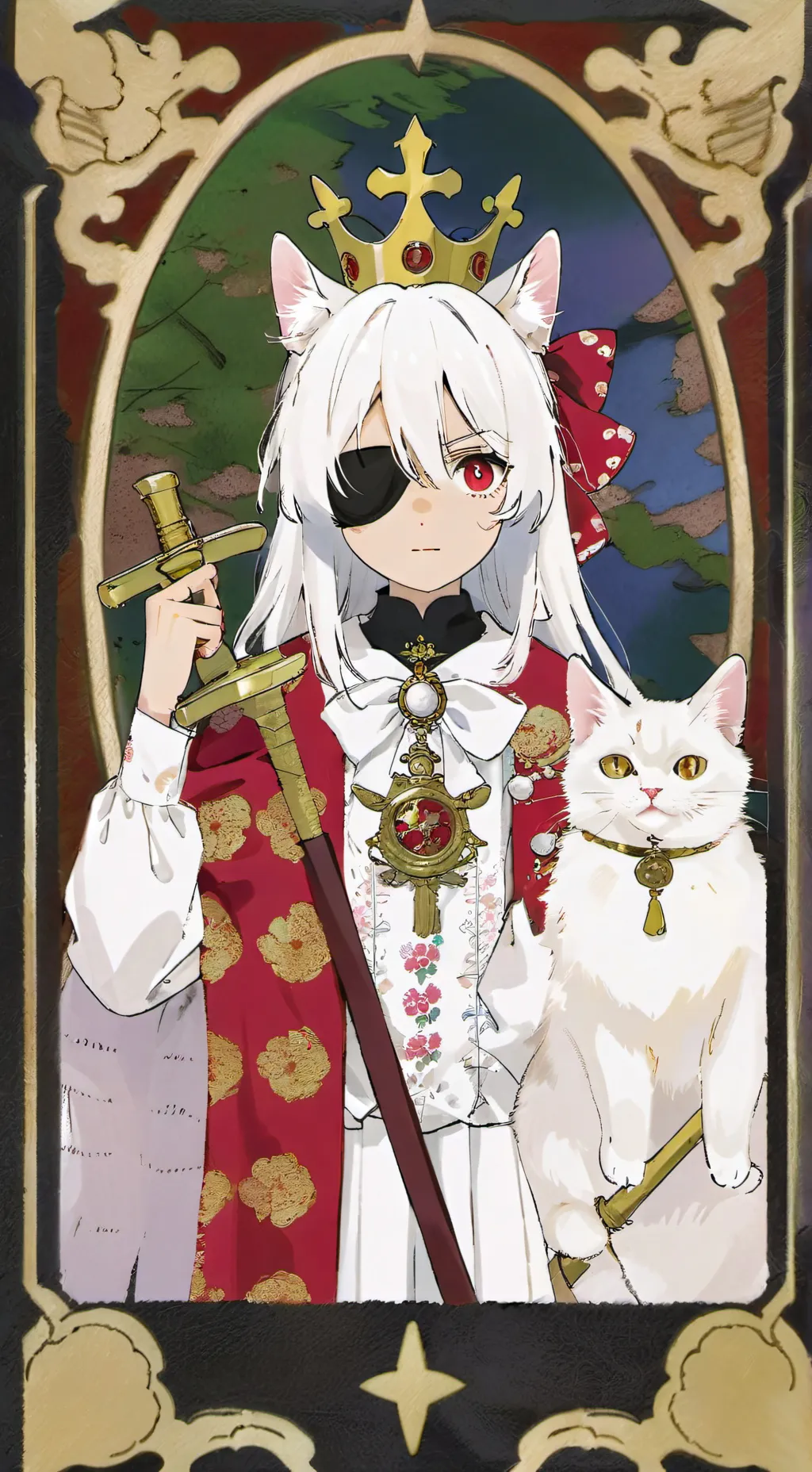 ai character: Varjak paw  background