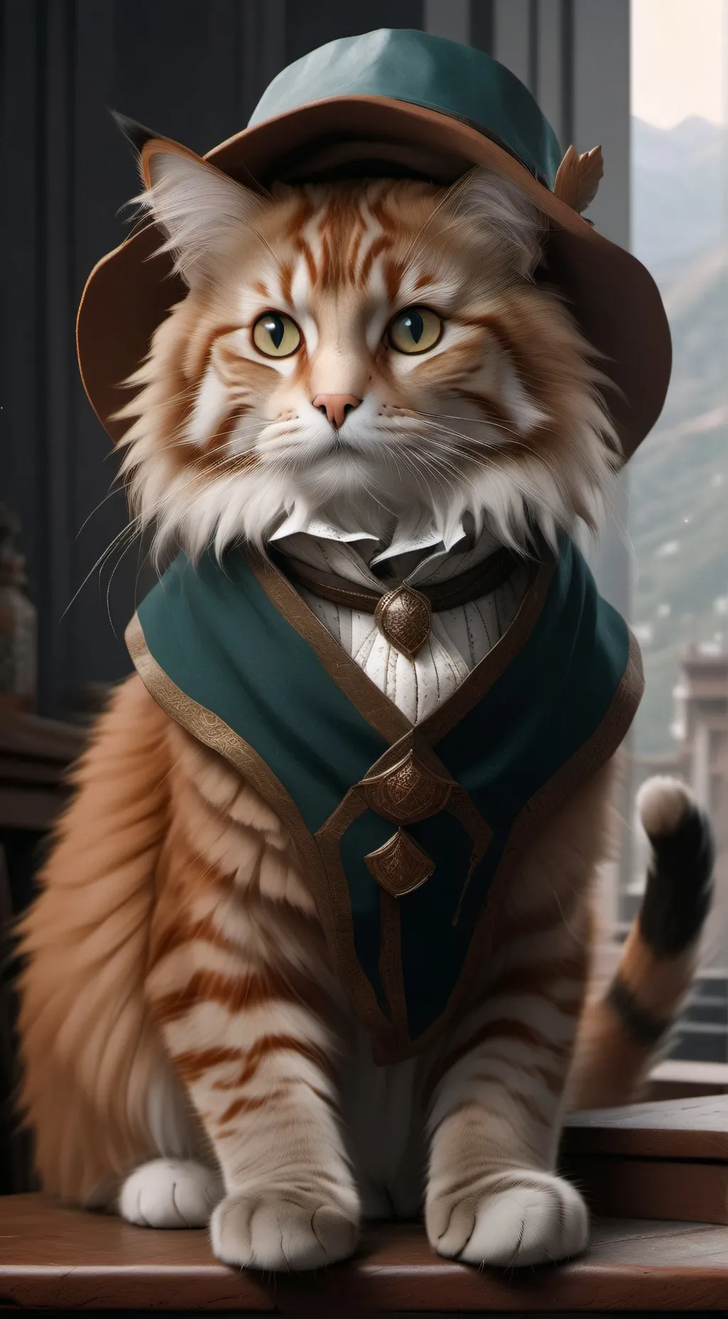 ai character: Cat with a hat background